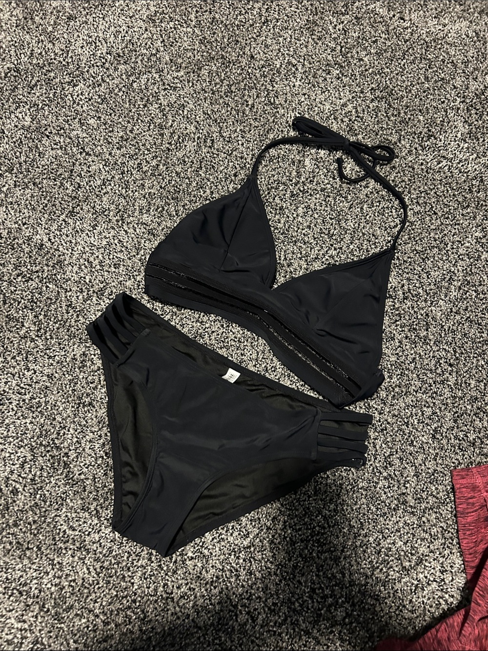 NWOT Black Strappy Halter Bikini Set - Sleek Two-Piece Swimwear